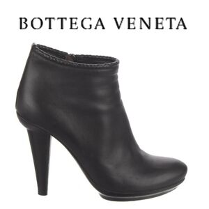 Sale❗️Bottega Veneta Black Leather Braided Heel Ankle Boots 37.5 7.5